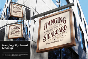Hanging Signboard Mockup, an Advertising Mockup by Pitchlook.Studio