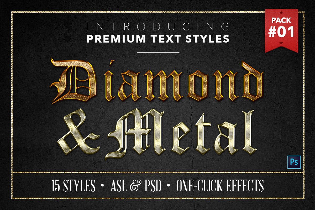 BUNDLE: Diamond & Metal Text Styles, a Layer Style Add-On by Jonas Stensgaard (Photo 2 of 4)