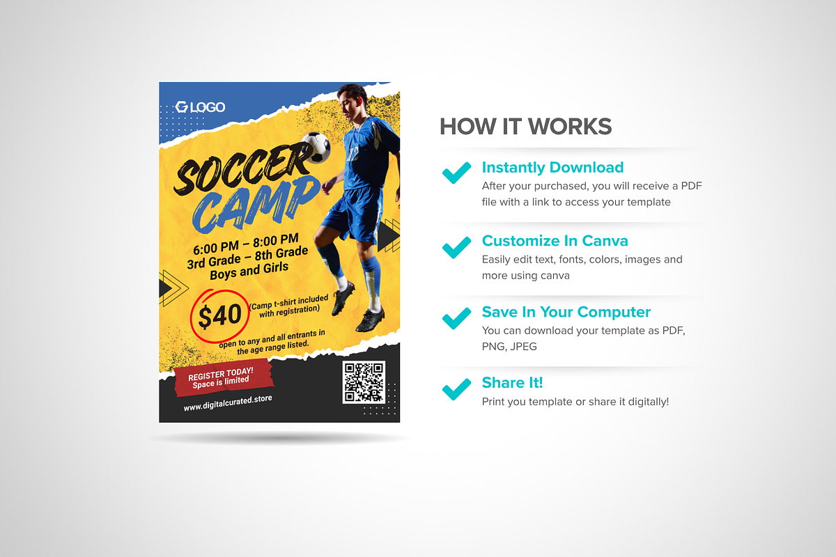 Canva Soccer Camp Flyer Template preview 3