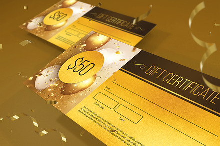 Gold Gift Certificate, a Business Card Template by Aarley Kaiven