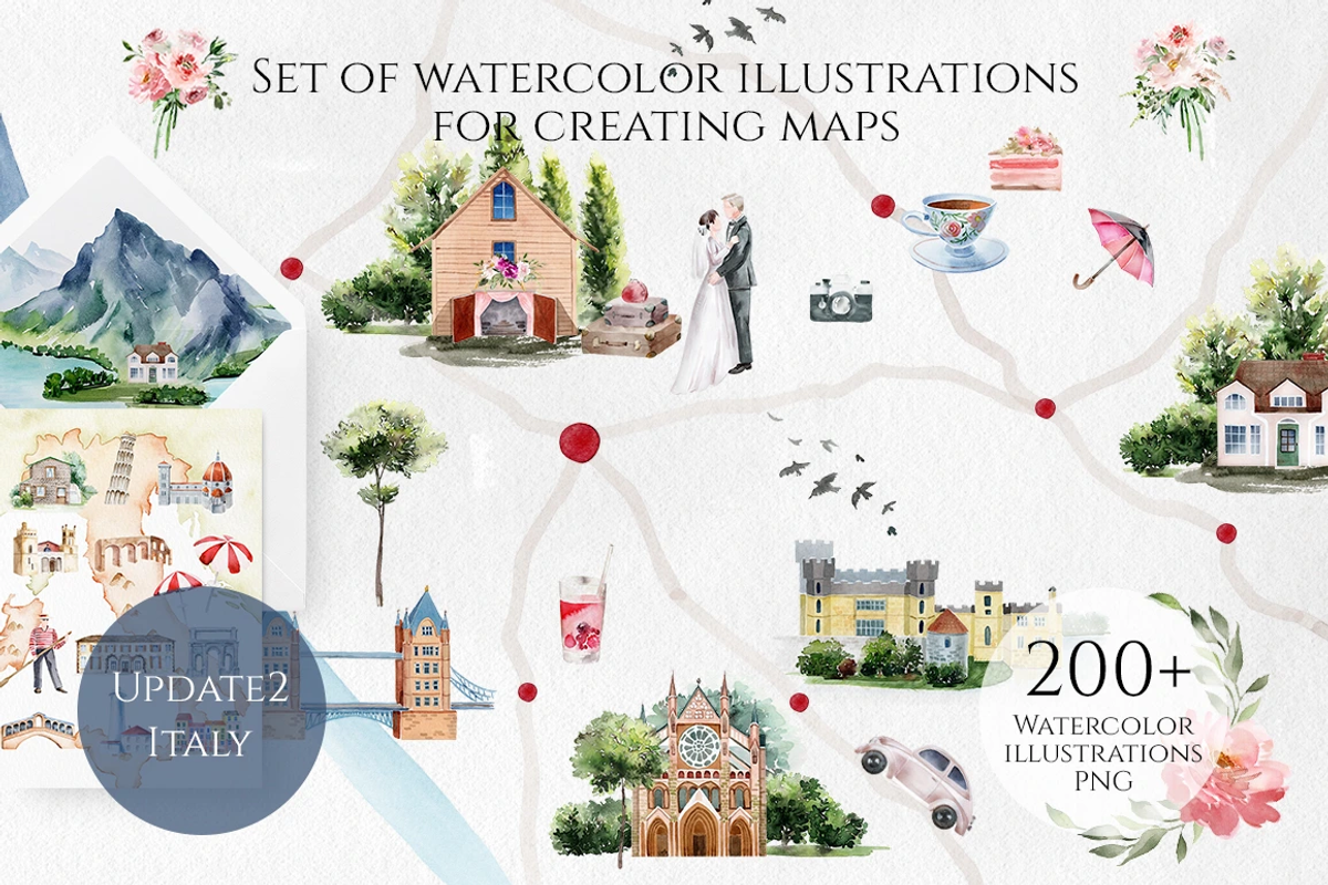 Italian Summer Watercolor Bundle, an Illustration by Karma (Photo 2 of 37)