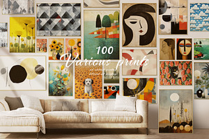 Abstract painting art set prints