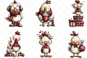 Christmas Chicken Clipart, an Illustration by Black Bird Studio (Thumbnail 3 of 6)