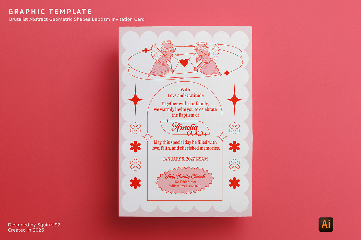 Brutalist Abstract Baptism Card, an Invitation Template by Squirrel92 (Photo 1 of 2)