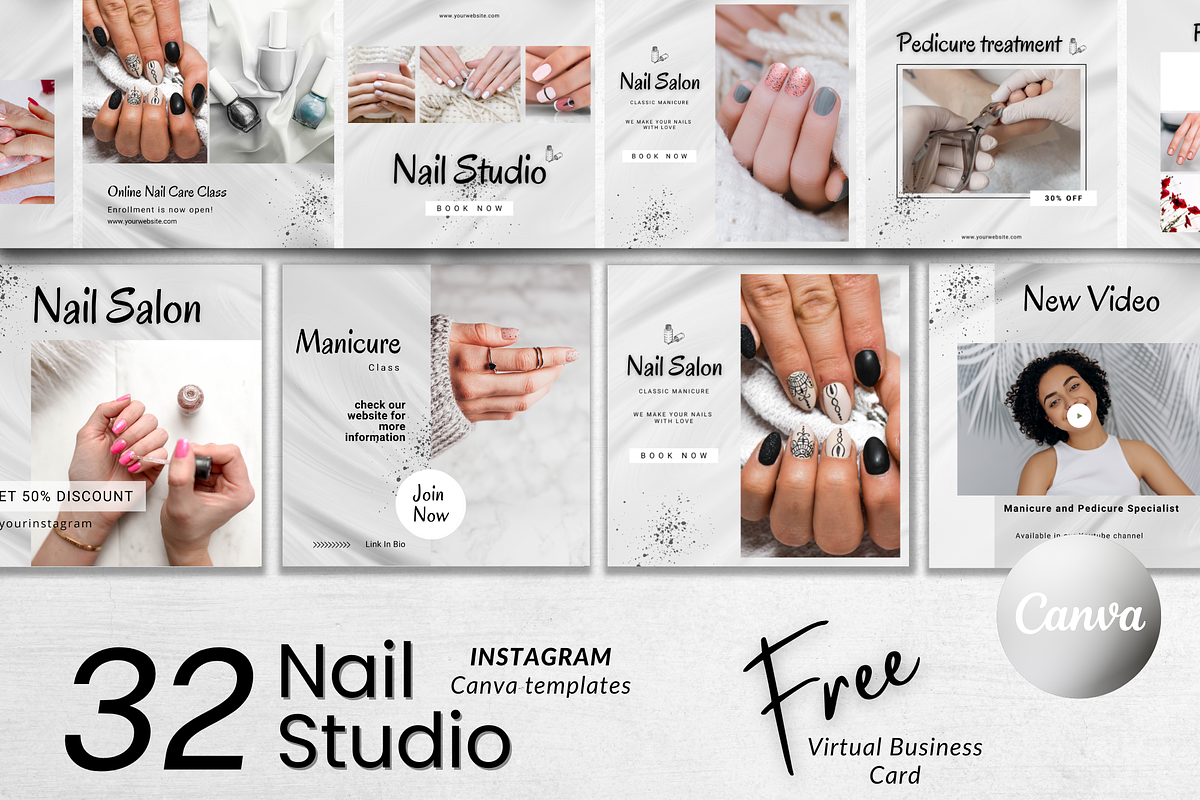 32 MANICURE Instagram Canva Template, a Social Media Template by Talipic Designs (Photo 1 of 7)