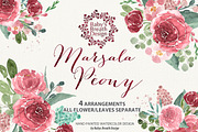 Marsala Peony design, an Illustration by Babysbreath/Dandelionery (Thumbnail 1 of 2)