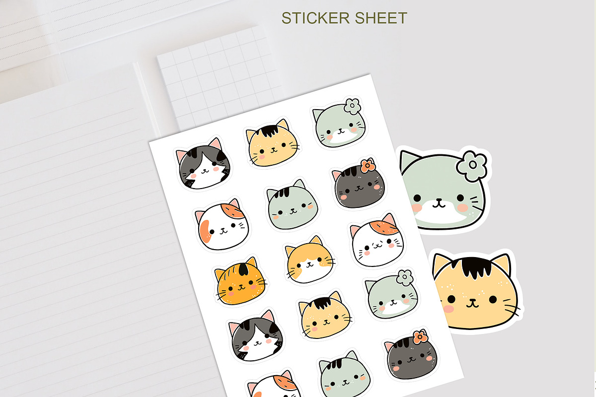 Cat Faces Sticker Pack, an Animal Illustration by natalisart (Photo 3 of 5)