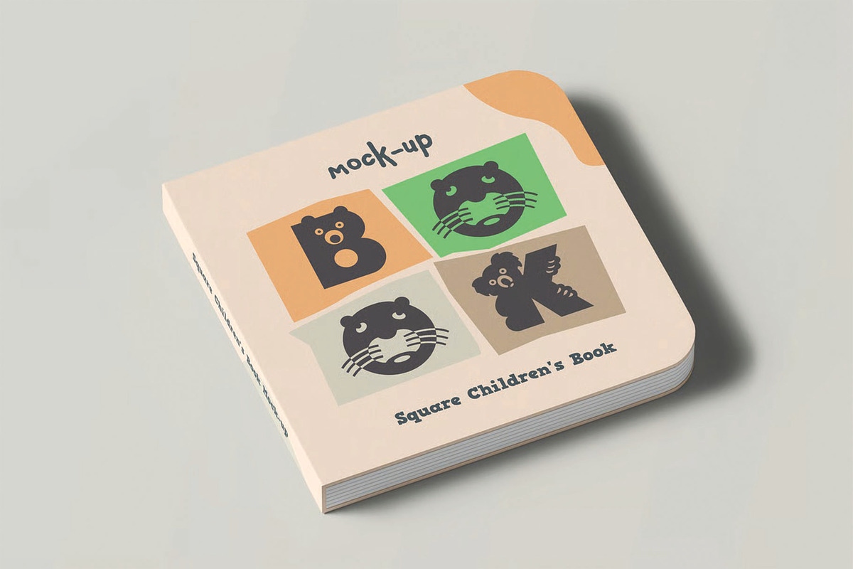 Square Children's Book Mockup, a Books & Magazine Mockup by DesignRushMarket (Photo 9 of 10)