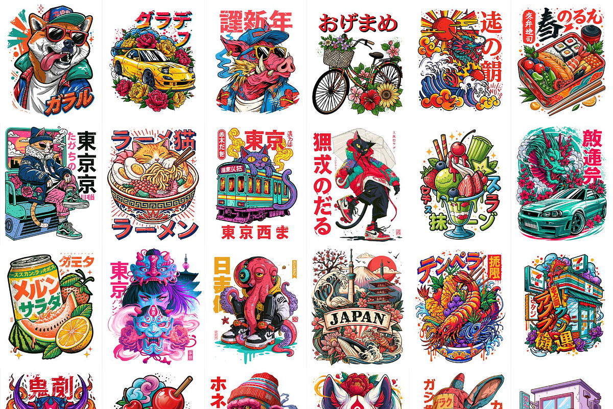 500+ Japanese T-Shirt Designs Bundle, a Decorative Illustration by Selenique Studio (Photo 13 of 16)