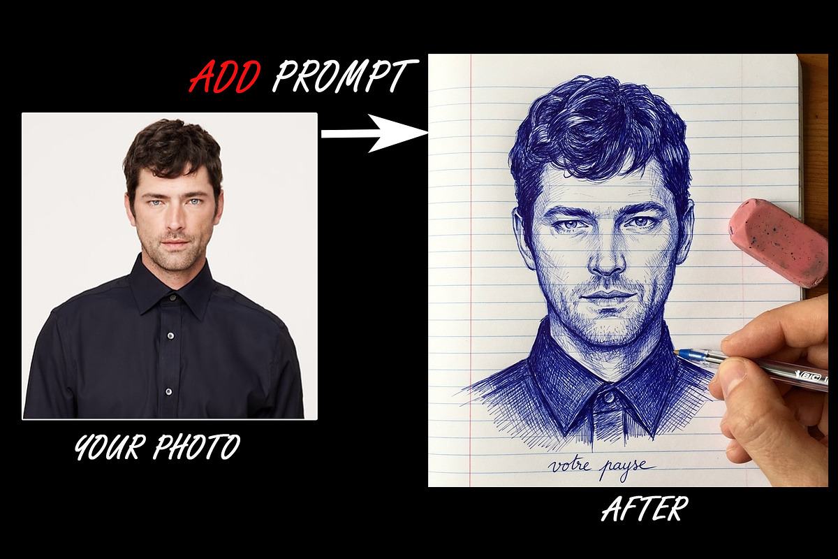 Create Realistic Bic-Pen Ink Drawing, an Action Add-On by 3d_model_tifotizi