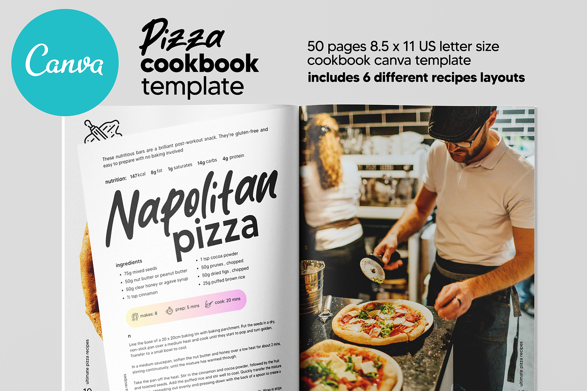 Canva Pizza US Letter CookBook, a Print Template by DeLaGranSiete (Photo 7 of 11)