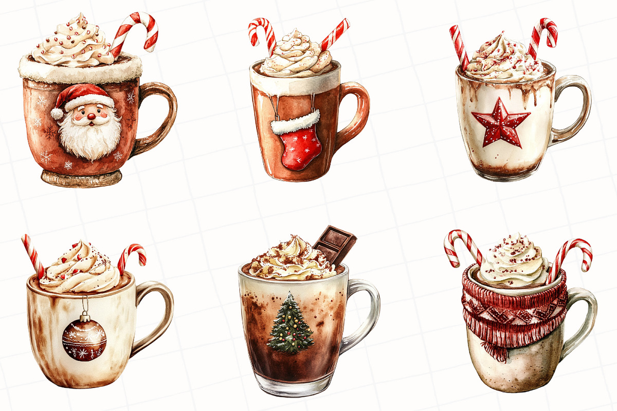 Watercolor Hot Cocoa Clipart, an Illustration by OK Design (Photo 3 of 5)