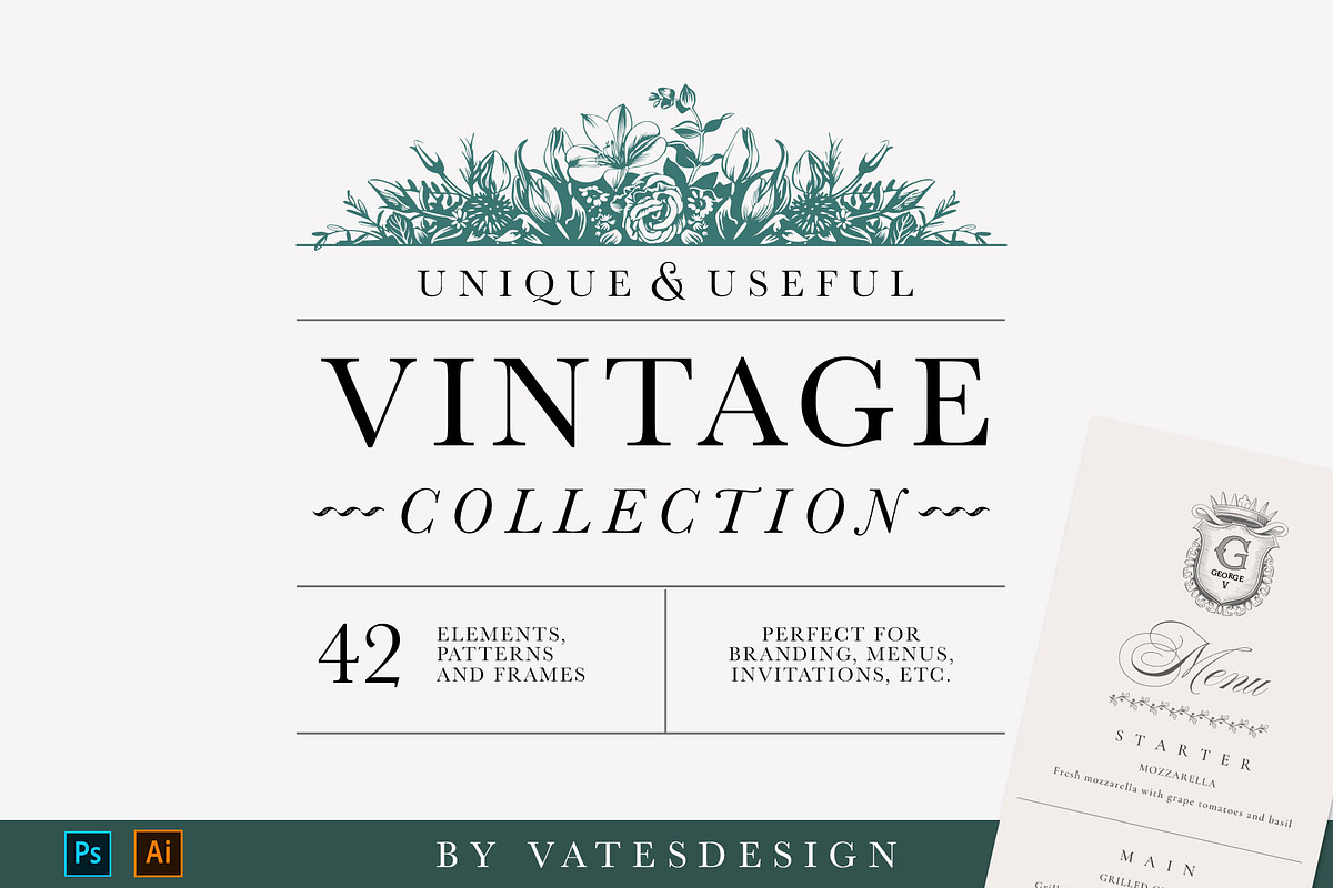 Vintage Design Elements Collection, a Branding & Logo Template by vatesdesign (Photo 1 of 6)
