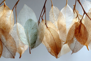Delicate Skeleton Leaves Hanging Lig, a Photo by Pixeness Studio