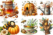 Watercolor Autumn Bees Garden PNG, an Illustration by Designking (Thumbnail 3 of 4)