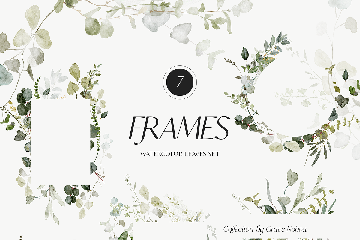 GREENERY & GOLD LEAVES watercolors, a Decorative Illustration by Grace Noboa Illustrations (Photo 7 of 14)