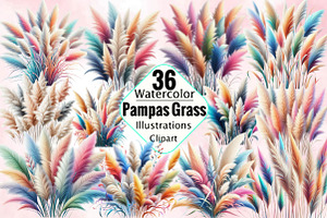 Pampas Grass Sublimation Clipart Bu