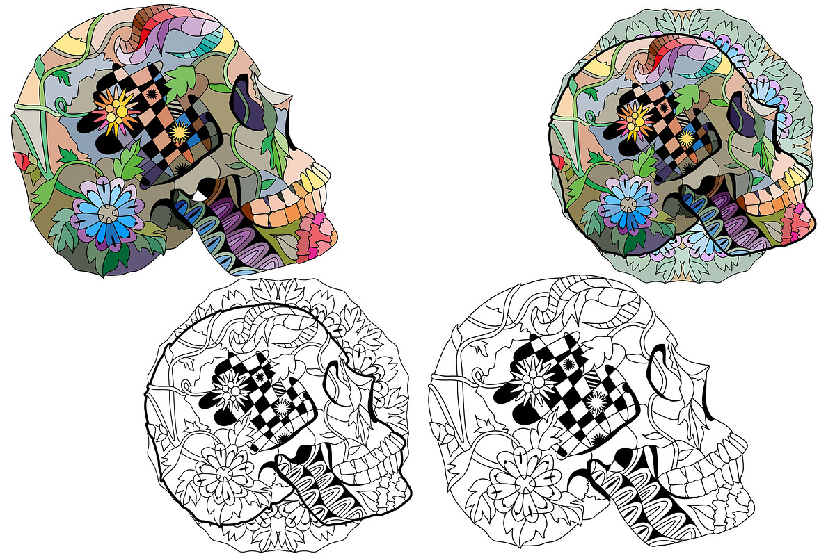 Decorative skulls and brains, a Graphic by Watercolor fantasy (Photo 1 of 9)