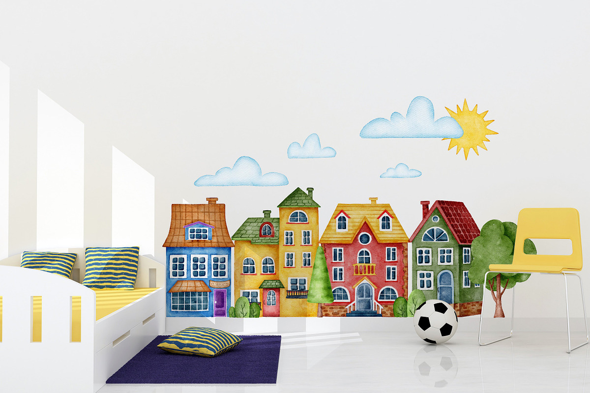 Watercolor Cute Houses Clipart, an Illustration by LuiDesignStudio (Photo 4 of 5)