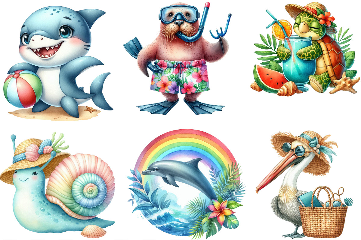 Coastal Summer Animal Png, an Illustration by Designking (Photo 3 of 4)