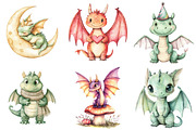 Dragons watercolor clipart, an Illustration by Watercolor design (Thumbnail 3 of 5)