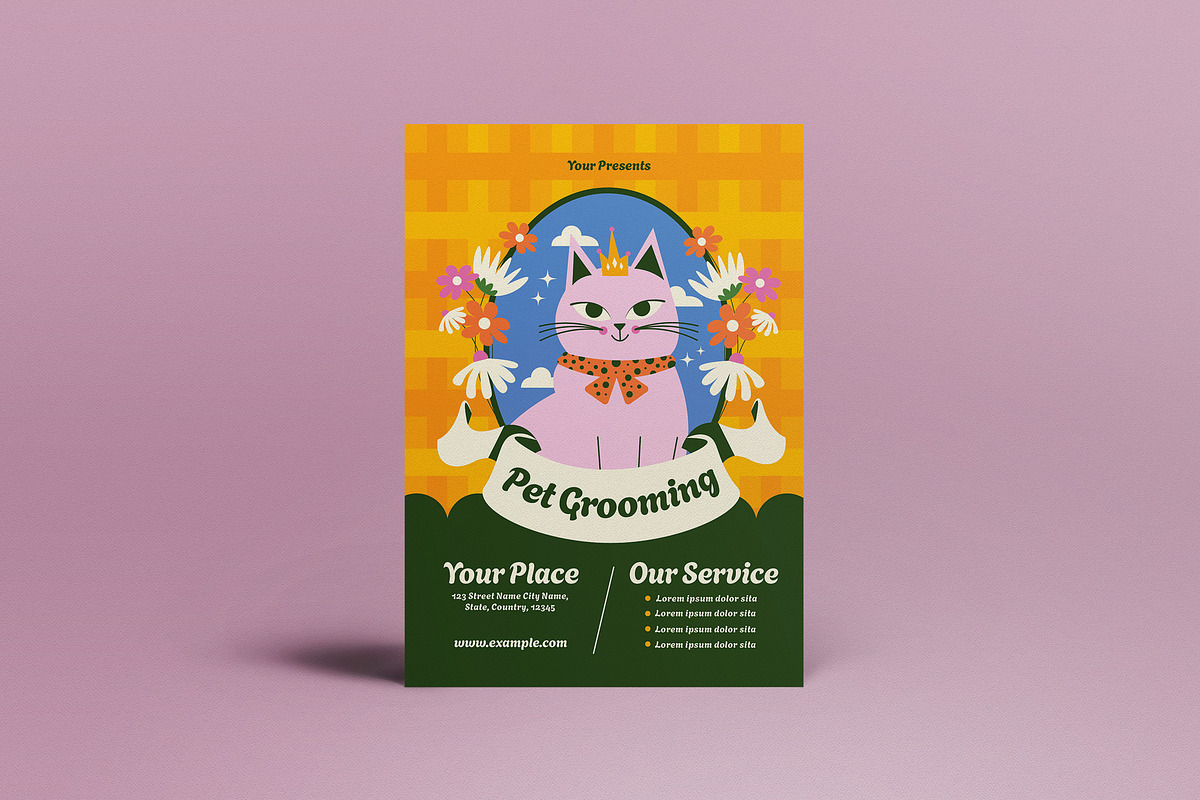 Yellow Hand Drawn Pet Grooming Flyer, a Flyer Template by graphicook (Photo 2 of 4)