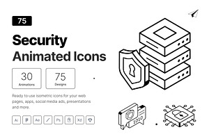 Animated Security Icon Set, an Outline Icon by Vectors Market