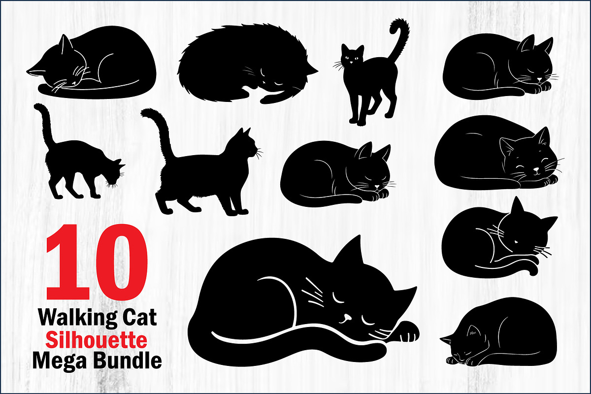 Elegant Cat  Silhouette Bundle, a Graphic by jahid234 (Photo 1 of 11)