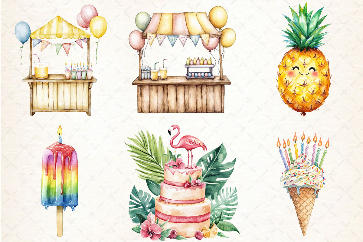 Summer Happy Birthday Clipart, an Illustration by Libby Wishes (Photo 5 of 6)
