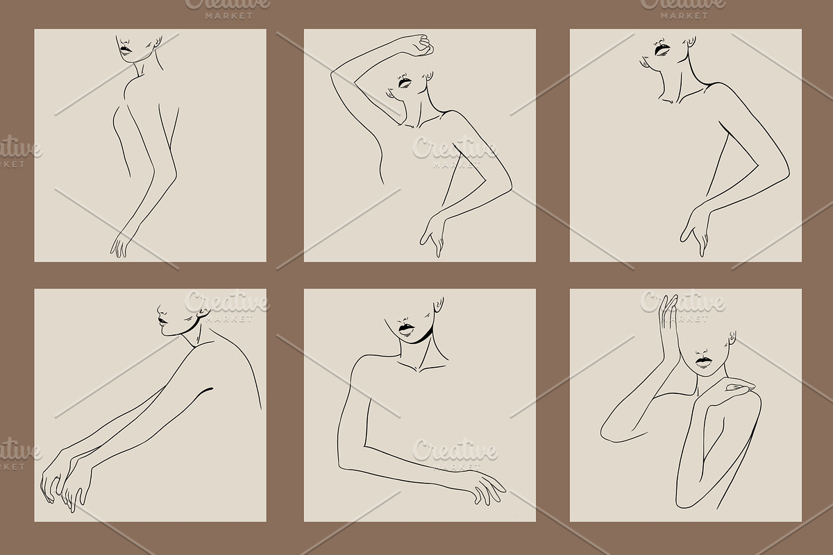 Woman silhouette line. Fashion set, a Graphic by heyXeni (Photo 2 of 4)
