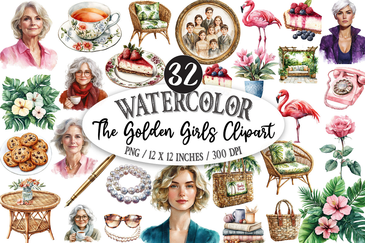 The Golden Girls Clipart, a Seasonal Illustration by Designking (Photo 1 of 5)