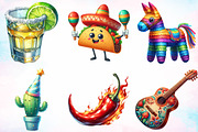 Watercolor Cinco De Mayo Clipart PNG, an Illustration by Canvas Craft (Thumbnail 3 of 3)