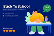 100 Back to School Flat Stickers, an Education Illustration by Brickclay (Thumbnail 1 of 13)