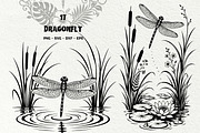 Dragonfly Pond Line Art Graphics, a Decorative Illustration by DENIDigitalArtSudio (Thumbnail 1 of 6)
