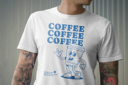 Retro Coffee Mascot T-Shirt Design, a Food Illustration by Vasya Kobelev (Thumbnail 5 of 5)