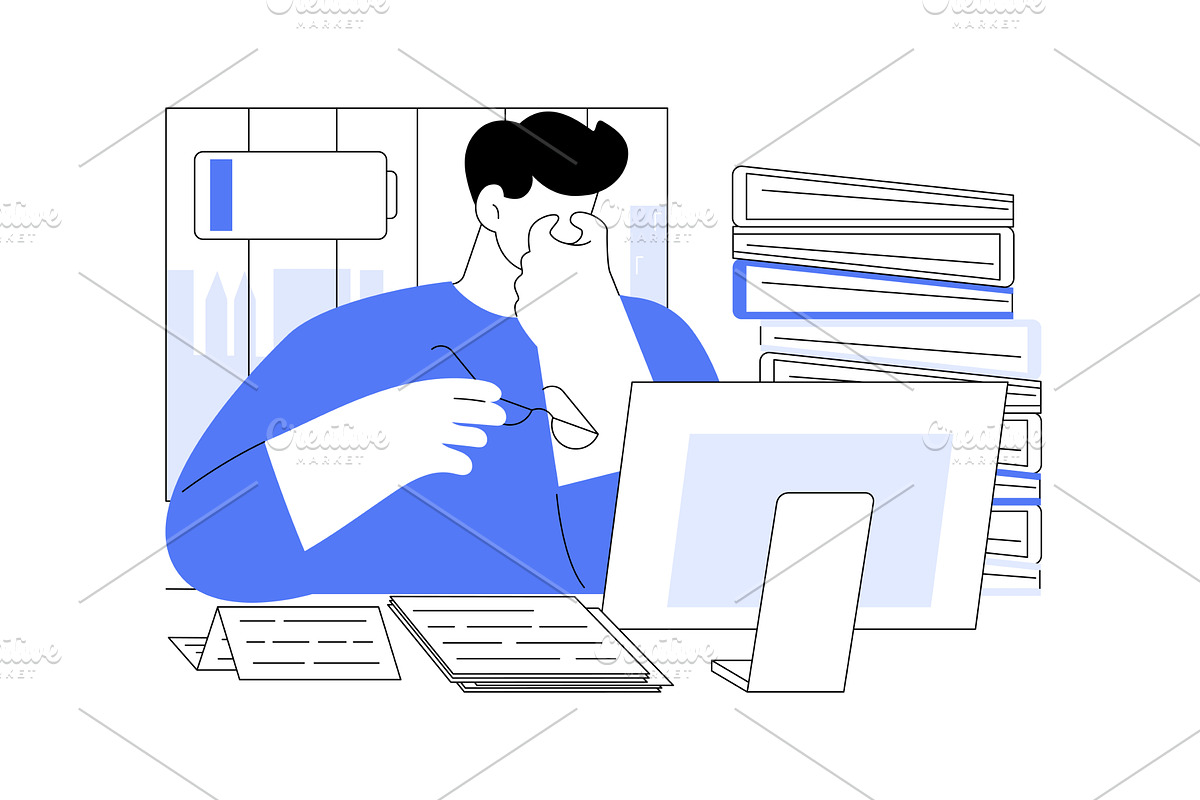 Burnout risk isolated cartoon vector, a Person Illustration by Visual Generation
