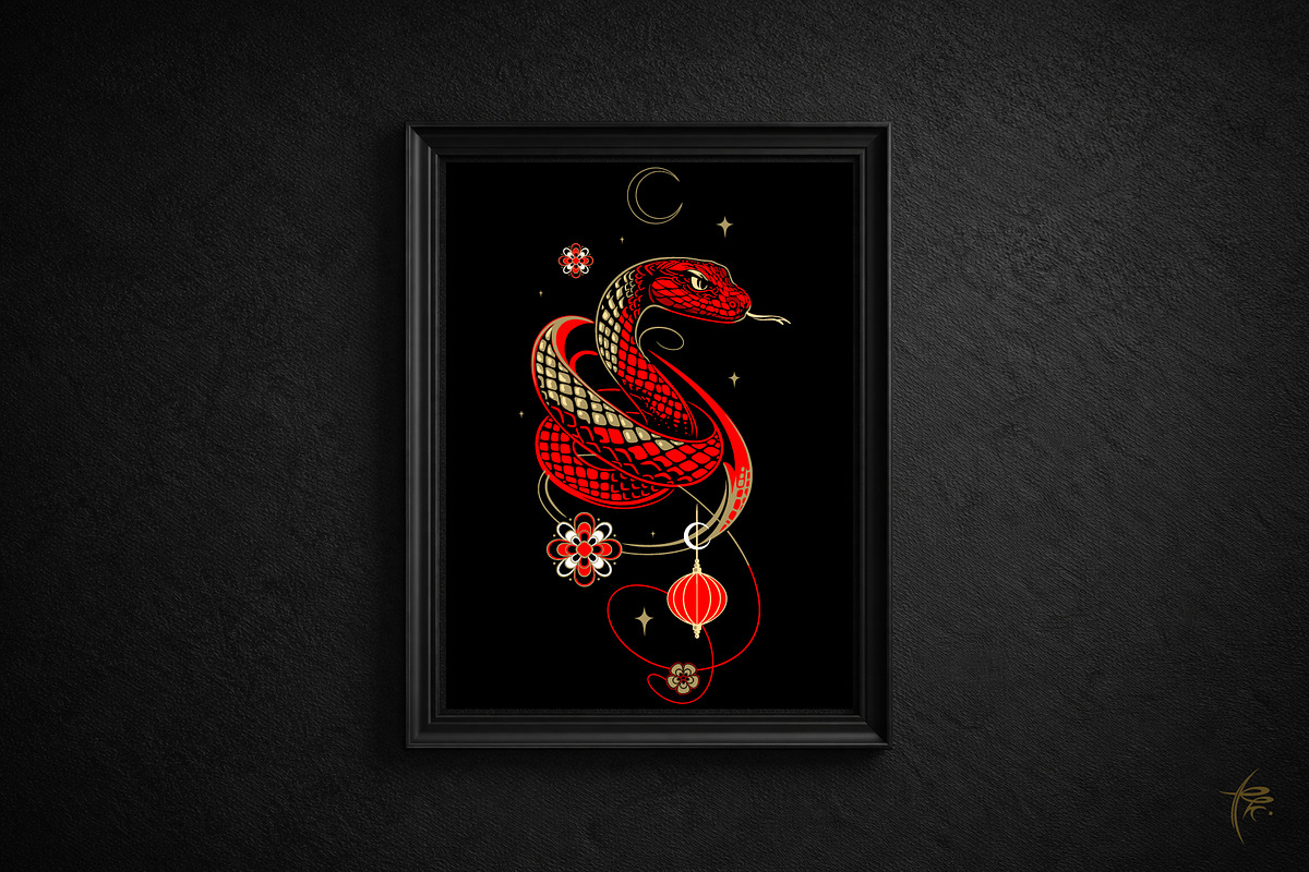 Mystic Lunar Asian Snake Vector Set, an Animal Illustration by Christine Krahl (Photo 12 of 12)