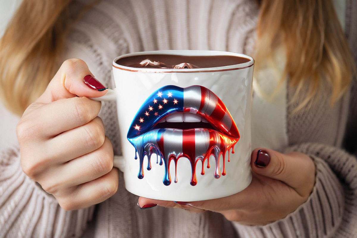 4th of July USA Dripping Lips, an Illustration by SVGArt (Photo 6 of 8)