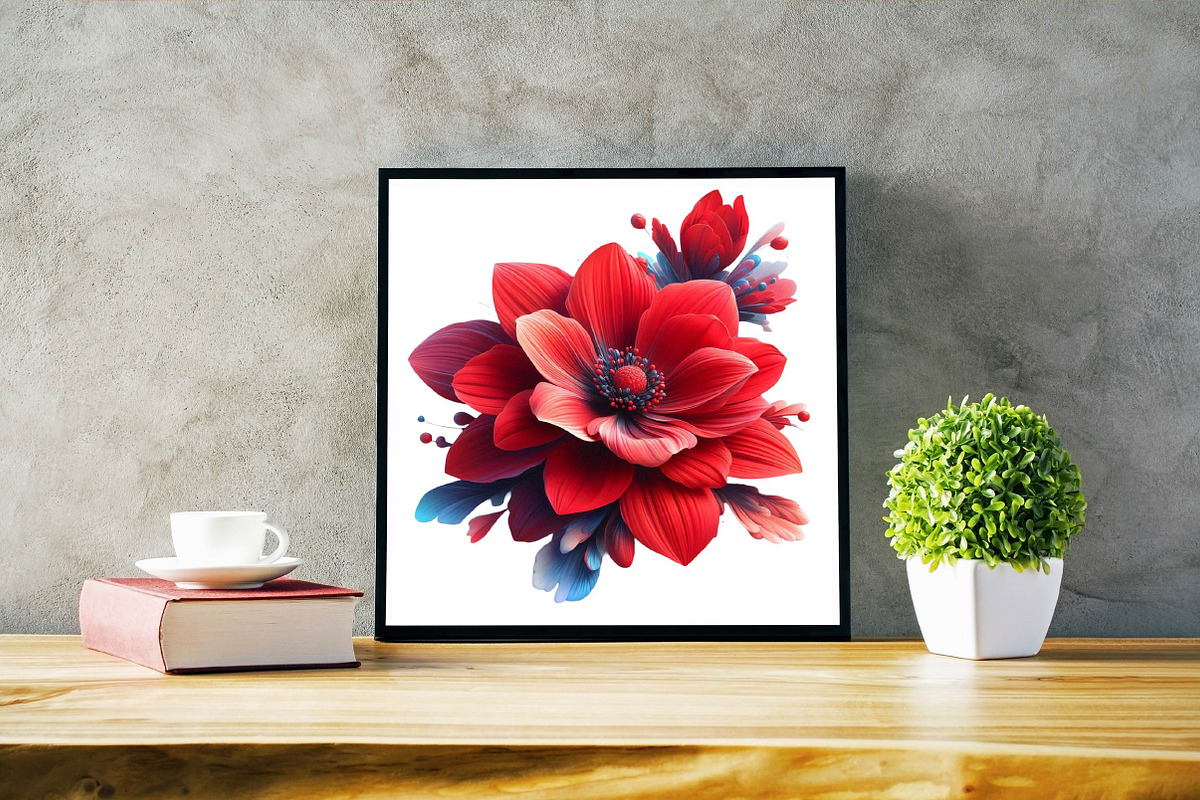 Watercolor Red Flowers Sublimation C, an Illustration by SVGArt (Photo 6 of 7)