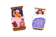 Cute children sleeping in bed set, a Person Illustration by PaperTrident (Thumbnail 5 of 6)