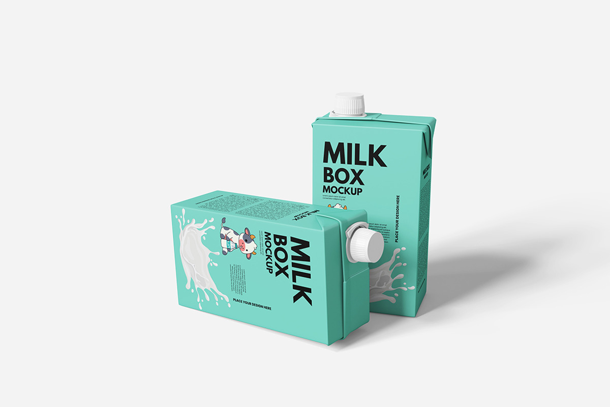 Milk Box Mockup, a Packaging Mockup by Indah (Photo 6 of 6)