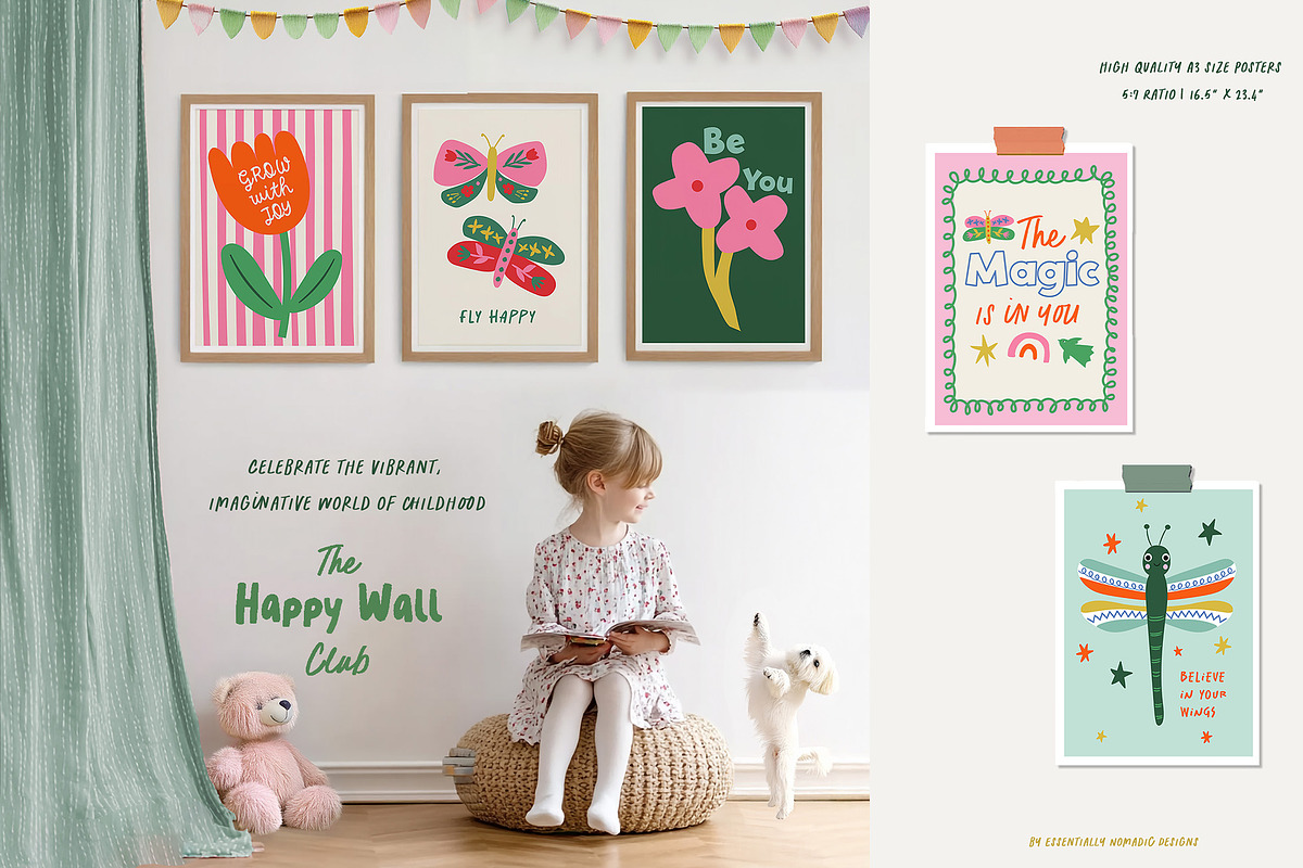 Happy Wall Vibrant Nursery Art Print, a Background Graphic by Essentially Nomadic (Photo 4 of 10)