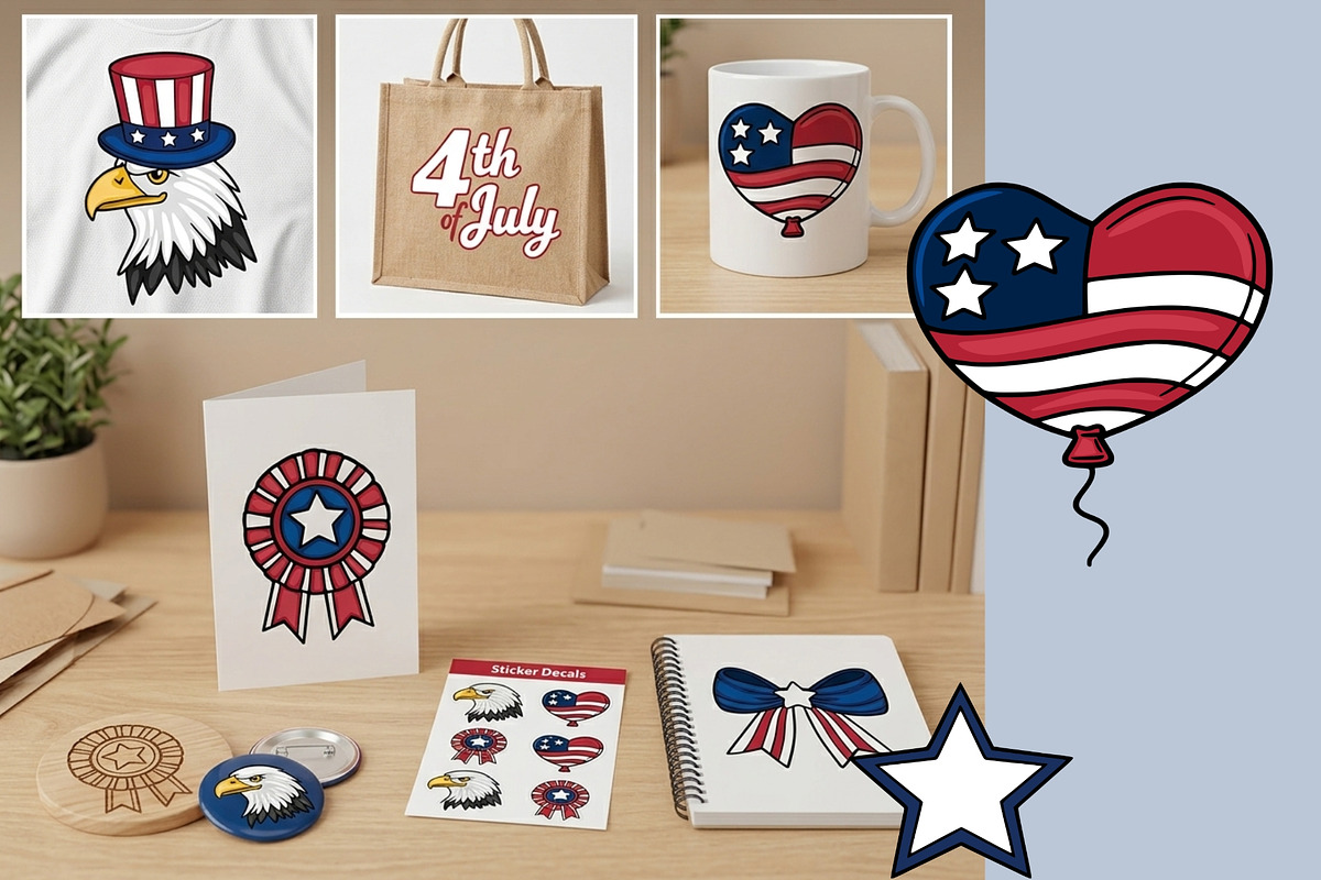50 4th of July Clipart Set, a Seasonal Illustration by Elatedowl (Photo 5 of 6)