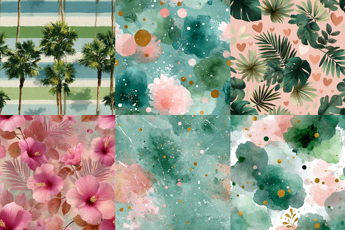 Summer Palm Club Seamless Patterns, an Illustration by DreamPrint404 (Photo 3 of 6)