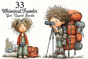 Whimsical Traveler Girl Clipart PNG, a Seasonal Illustration by Canvas Craft (Thumbnail 1 of 10)
