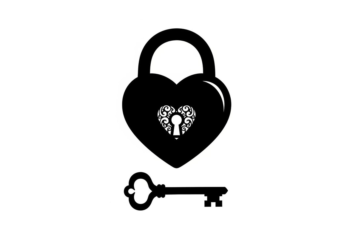 Heart Lock and Key Silhouette Icons, an Illustration by Designer_Momina (Photo 3 of 51)