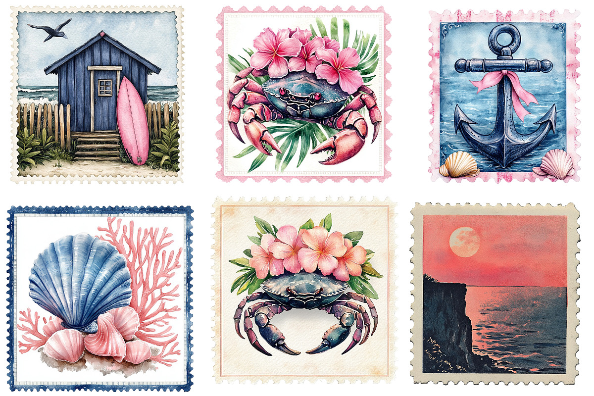 Summer Postage Stamp Clipart, an Illustration by Designworld (Photo 3 of 6)