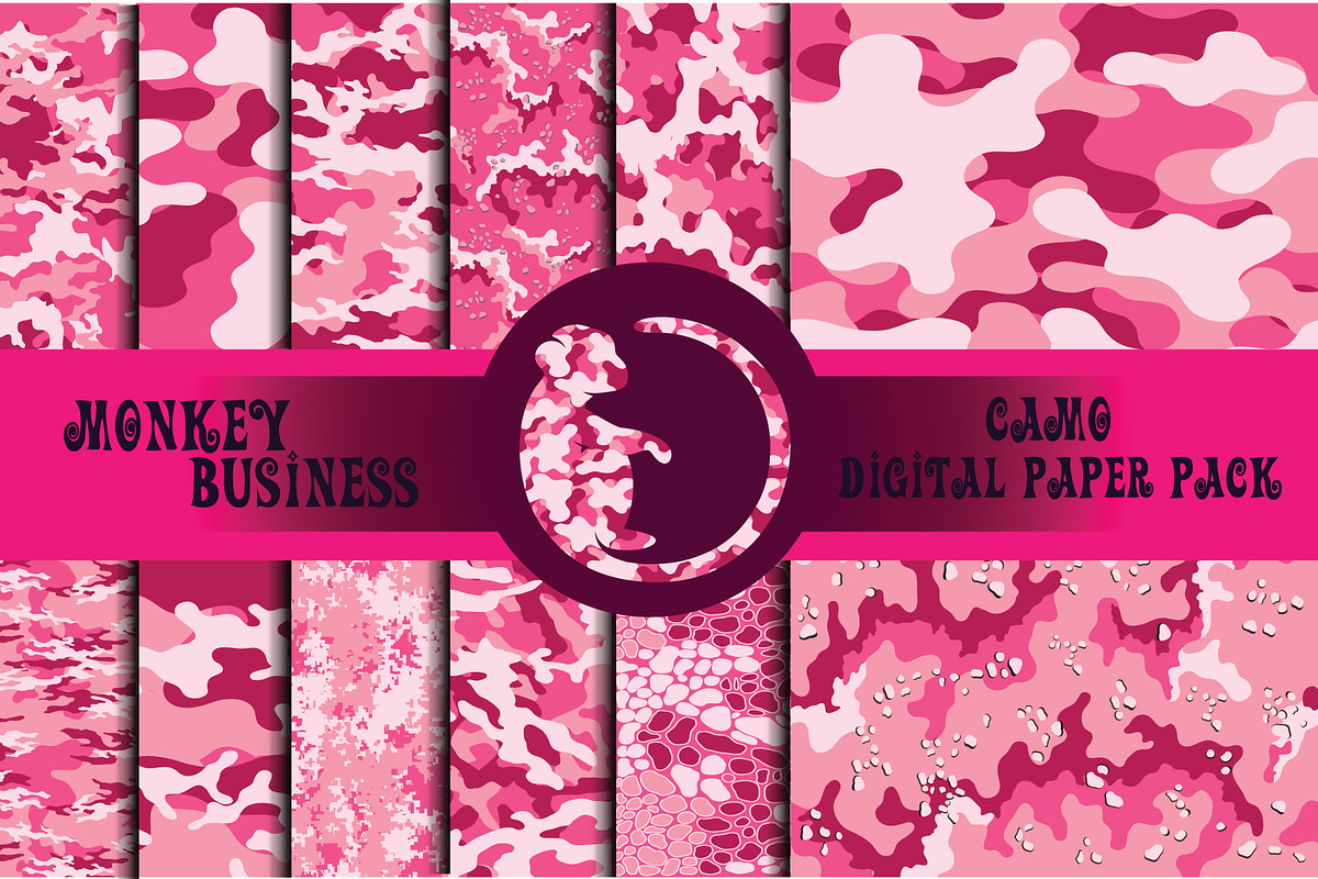Pink camouflage seamless patterns, a Texture Illustration by Monkey Business