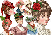 Victorian Christmas Ladies Clipart, an Illustration by DreamArtGraphic (Thumbnail 2 of 5)