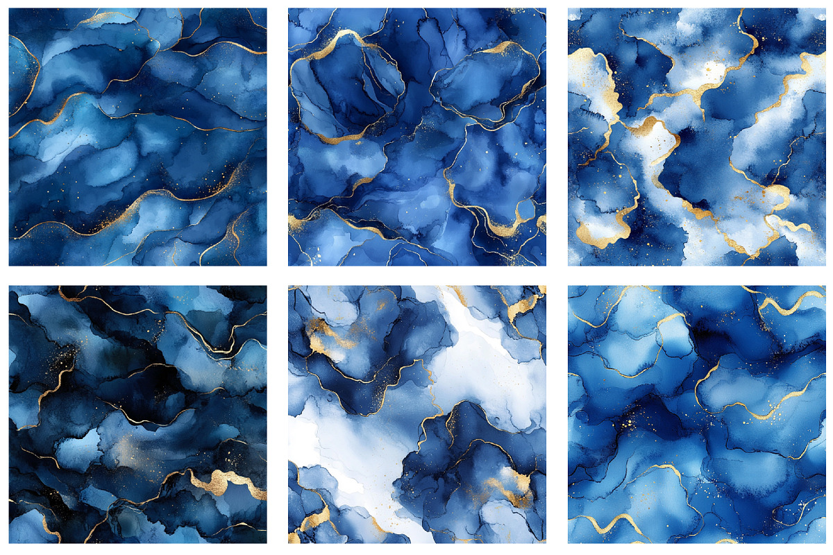 Navy Blue Alcohol Ink Pattern, an Illustration by SinaCreation (Photo 2 of 5)